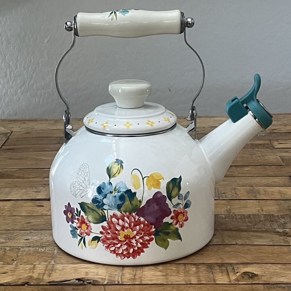 The Pioneer Woman Blooming Bouquet Whistling Tea Kettle Enamel on Steel